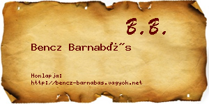 Bencz Barnabás névjegykártya